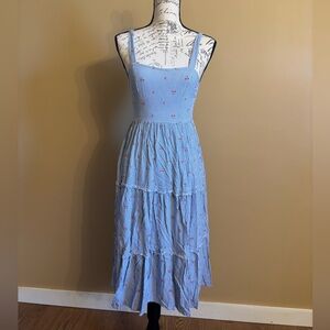 Japna Blue Tiered Ruffled Midi Sundress